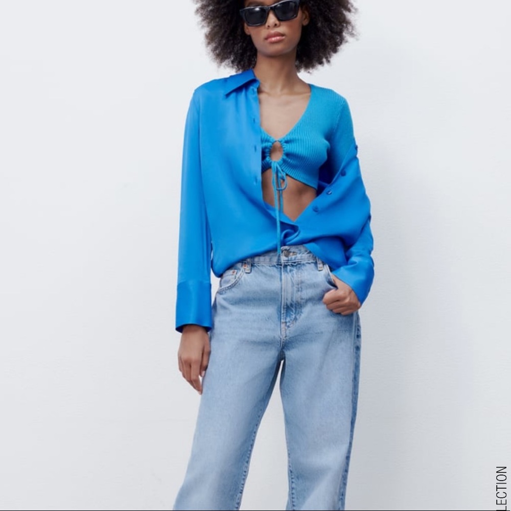 NWT 🩵 Zara Cropped Sweater Knit Top